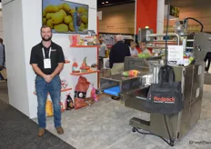 Alex Volschow from FOX Packaging with the RedPack Flow Wrapping machine